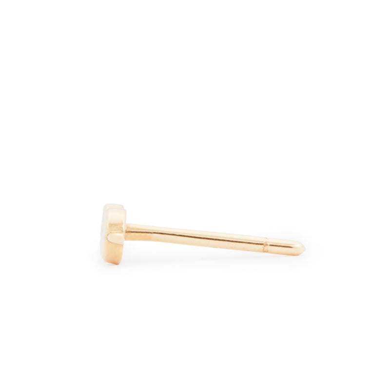 Close up side view of a single officially licensed Harry Potter Glasses Earring in solid 14k gold set with natural diamonds on a white background. Also available in sterling silver and 18k yellow gold. 